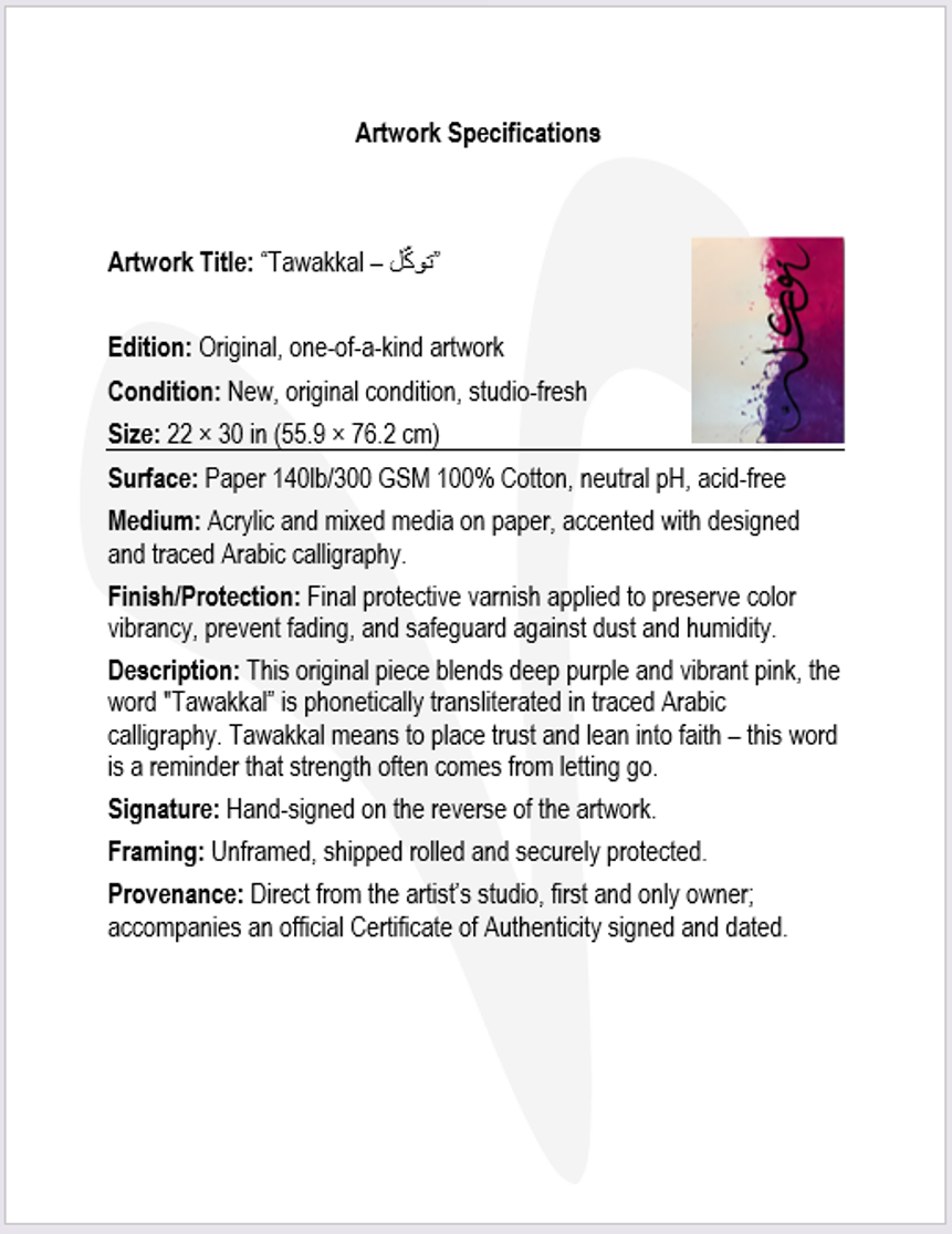 “Tawakkal – توكّل”